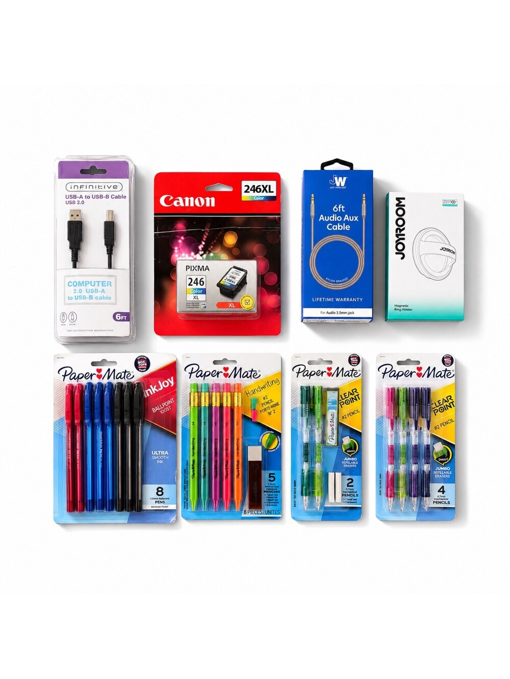 Office School Supply Bundle Canon Ink Paper Mate Pens Pencils Cables Súper Pack